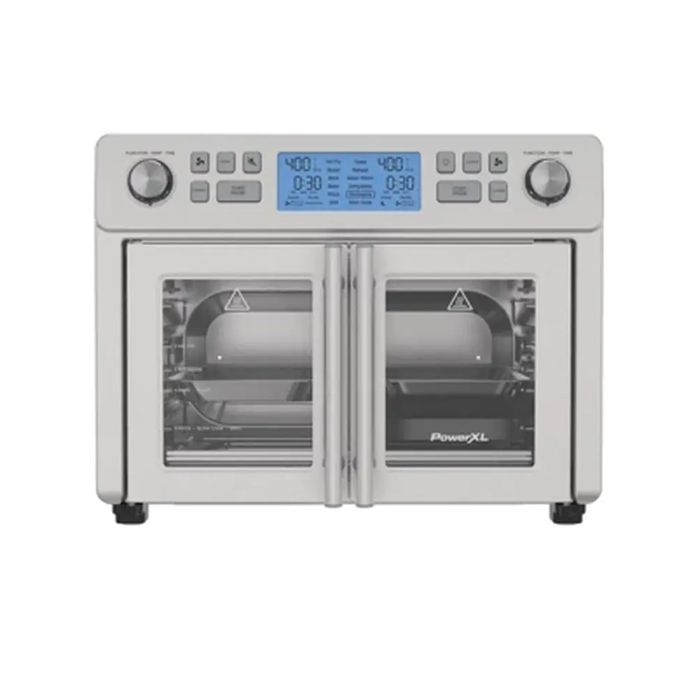 1750W Stainless Steel Toaster Oven Air Fryer Dual Cooking Zones 25L Capacity SmartSynx Technology 12 Presets Rotisserie Easy