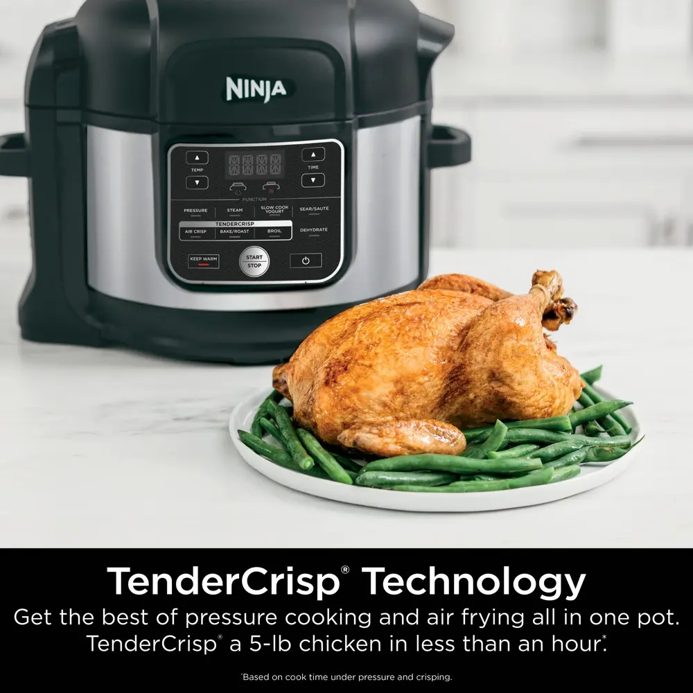 10-in-1 Multicooker Pressure Cooker Air Fryer 6.5 Quart Nonstick Stainless Steel with Nesting Broil Rack Recipes and Safety