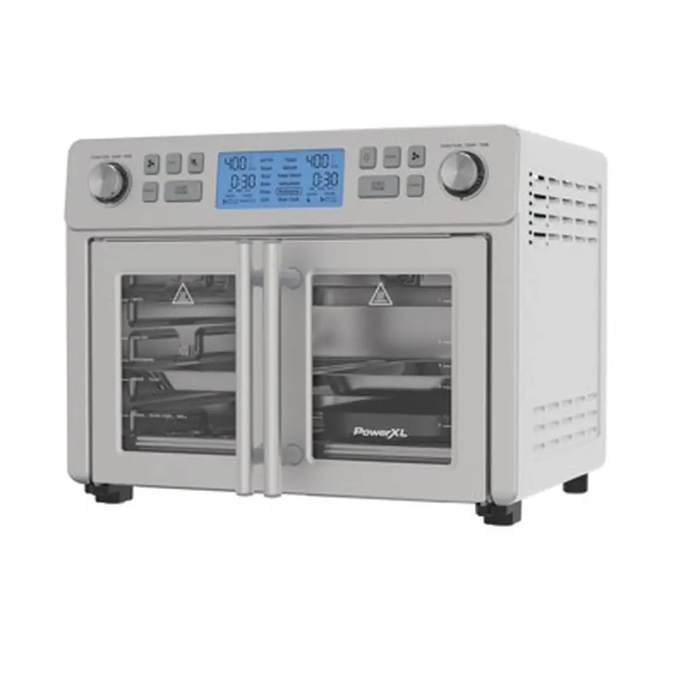 1750W Stainless Steel Toaster Oven Air Fryer Dual Cooking Zones 25L Capacity SmartSynx Technology 12 Presets Rotisserie Easy
