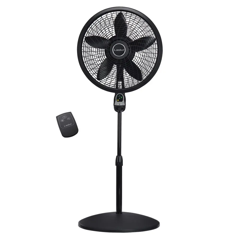 18 Inch 3 Speed Oscillating Pedestal Fan Remote Control Adjustable Height Indoor Timer Safety Plug 54 Inch Coverage Quiet