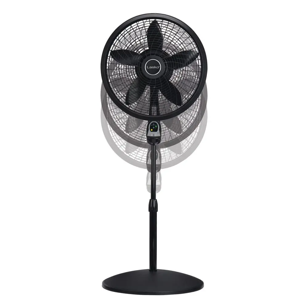 18 Inch 3 Speed Oscillating Pedestal Fan Remote Control Adjustable Height Indoor Timer Safety Plug 54 Inch Coverage Quiet