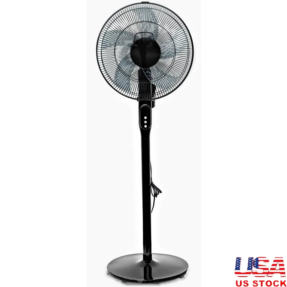 12-Speed Adjustable Height Quiet Pedestal Fan with Digital Display Remote Control 16 Inch Oscillating Indoor Timer Energy