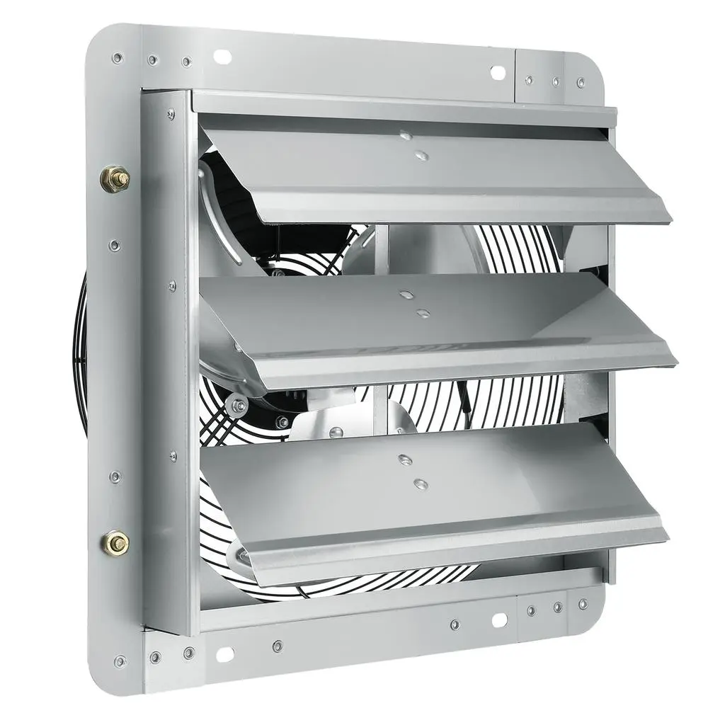 Shutter Exhaust Fan Wall Mounted 12 Inch 1000 CFM High Airflow Ventilator Thermally Protected Aluminum Dust Water Resistant