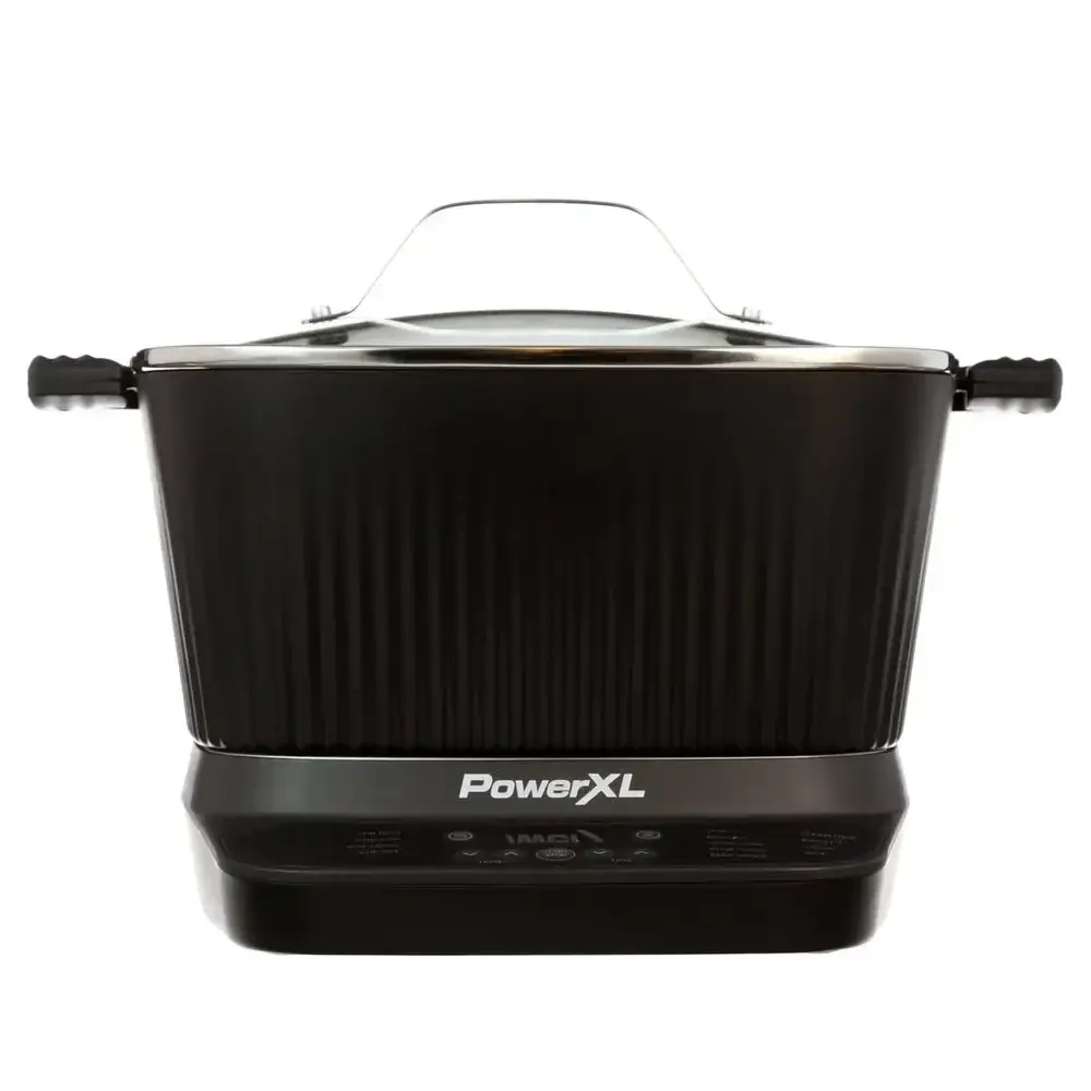Power XL Family Size 7.5Qt StirMax Multi-Cooker with Auto Stir/Shred Paddle 9 Presets Ceramic Coated Pot Glass Lid Dishwasher