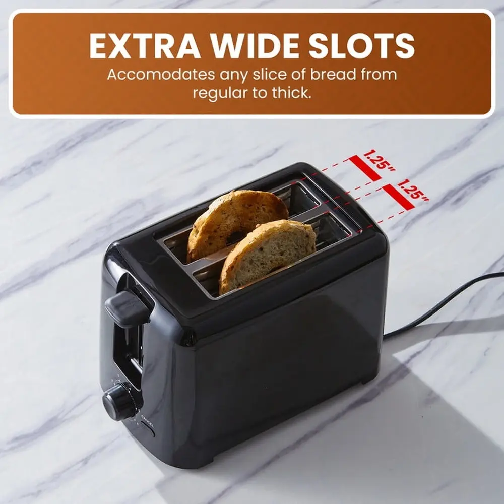 2 Slice Cool Touch Toaster with 6 Adjustable Toast Shades and Drop Down Crumb Tray Easy Cleaning and Safe Use