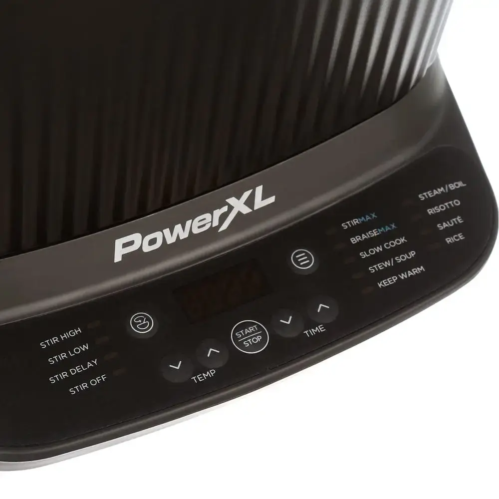 Power XL Family Size 7.5Qt StirMax Multi-Cooker with Auto Stir/Shred Paddle 9 Presets Ceramic Coated Pot Glass Lid Dishwasher