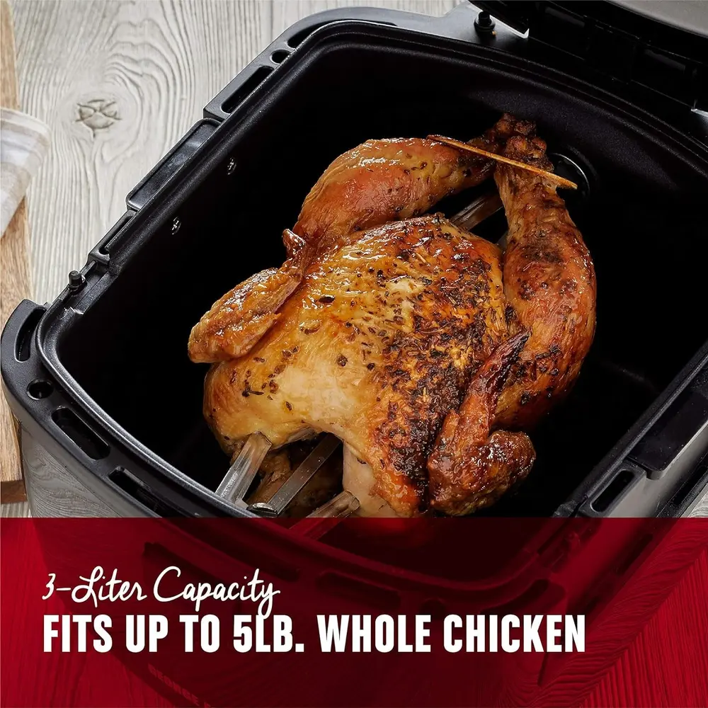 Twist N Crisp Air Fryer with Rotisserie 3L Capacity Rotating Basket Dishwasher-Safe Parts Digital Display Healthy Cooking 1230W