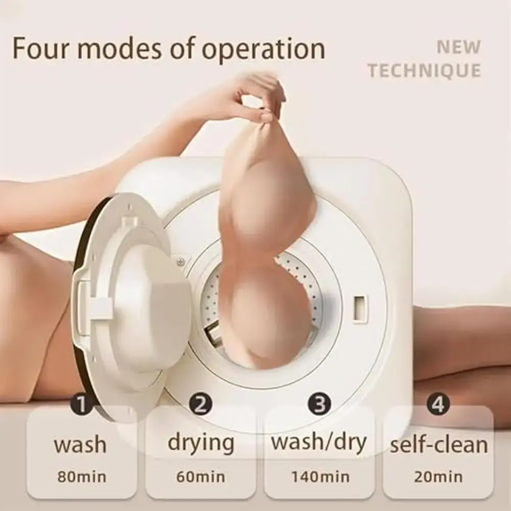 Portable Front Drum Washing Machine Smart Drying Anti-Fall Wall Mounted Washer-Dryer 3.7kg Capacity Curved Body Quiet Operation