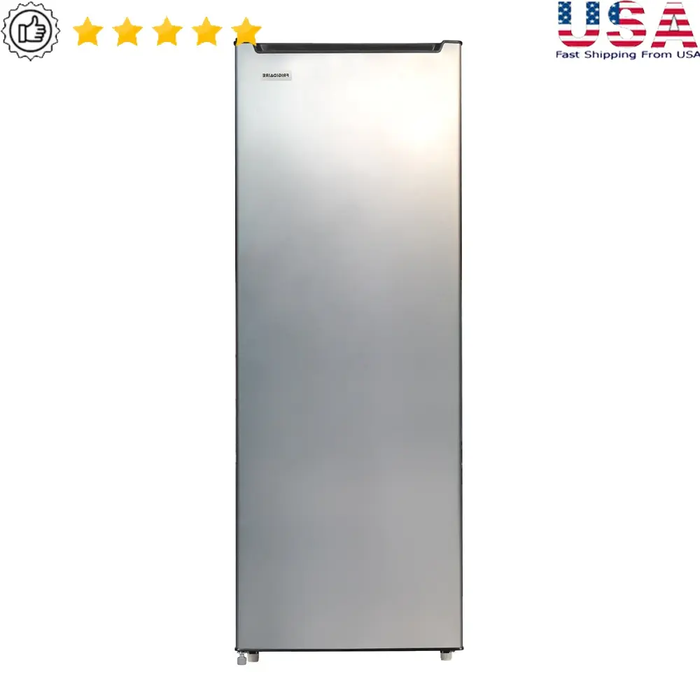 6.5 Cu Ft Upright Freezer Adjustable Temperature Control 6 Wire Shelves Manual Defrost Space Saving Design Platinum Finish
