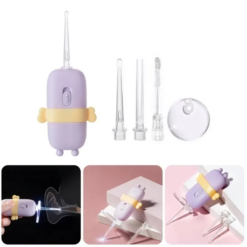 M76C Child Friendly Light Up Ear Cleaning Spoon Soft and Safe Illuminated Earwax Pick