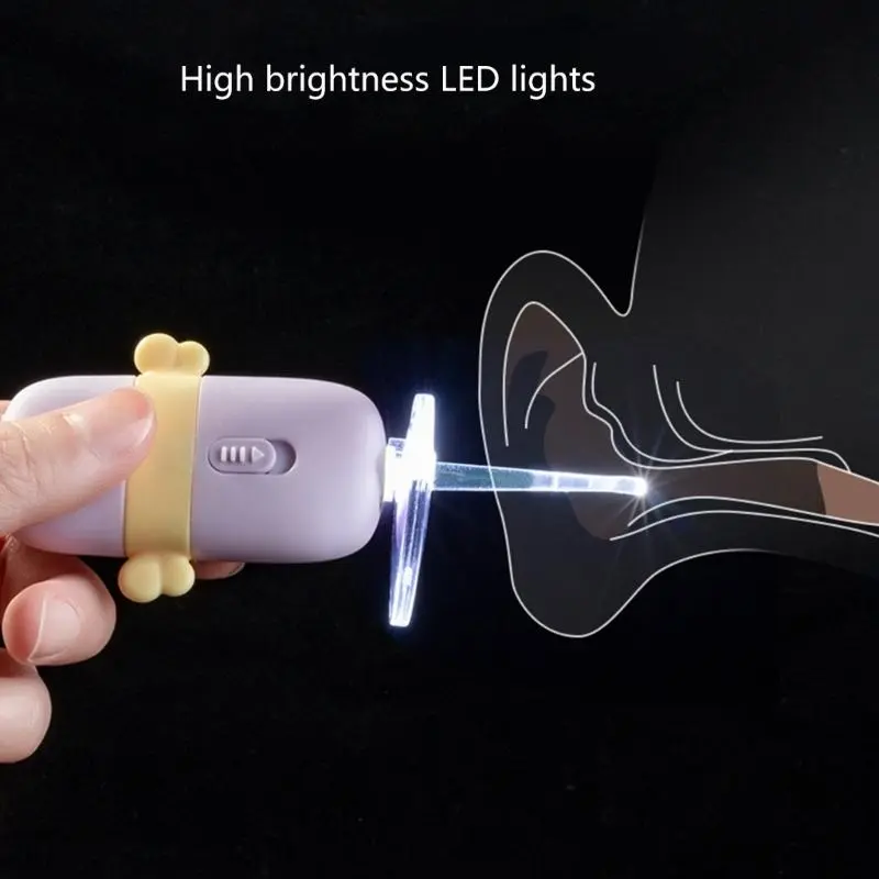 M76C Child Friendly Light Up Ear Cleaning Spoon Soft and Safe Illuminated Earwax Pick