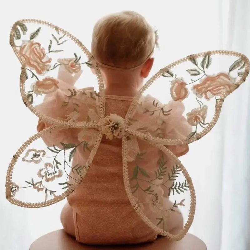 M76C Angelic Lace Wing Enchantes Lace Butterfly Wing Angel Themed Photoshoot Accessories for Children Imaginative Dressing Up