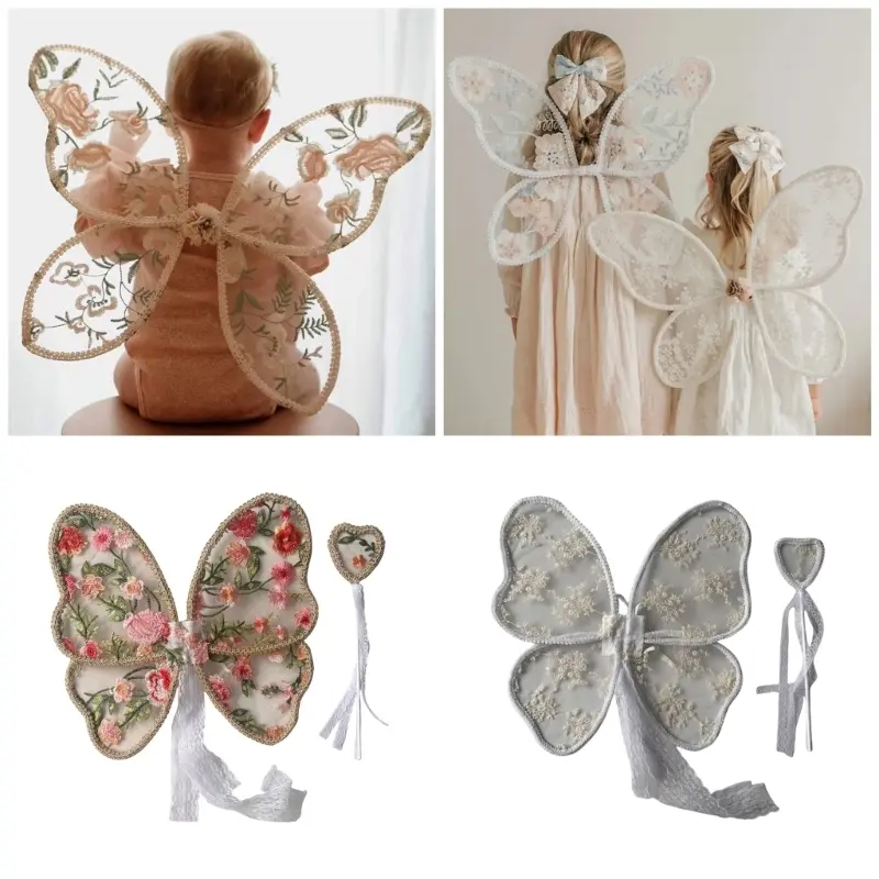 Kids Fairy Tale Props Butterfly Wing Child Lace Butterfly Wing Angelic Lace Wing for Children Photoshoots & Performances