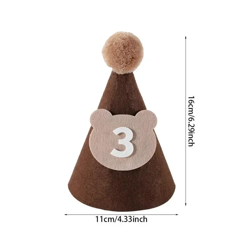 M76C Baby Birthday Hat with Chin Strap for 1st 2nd 3rd Year 100 Days Shower Party
