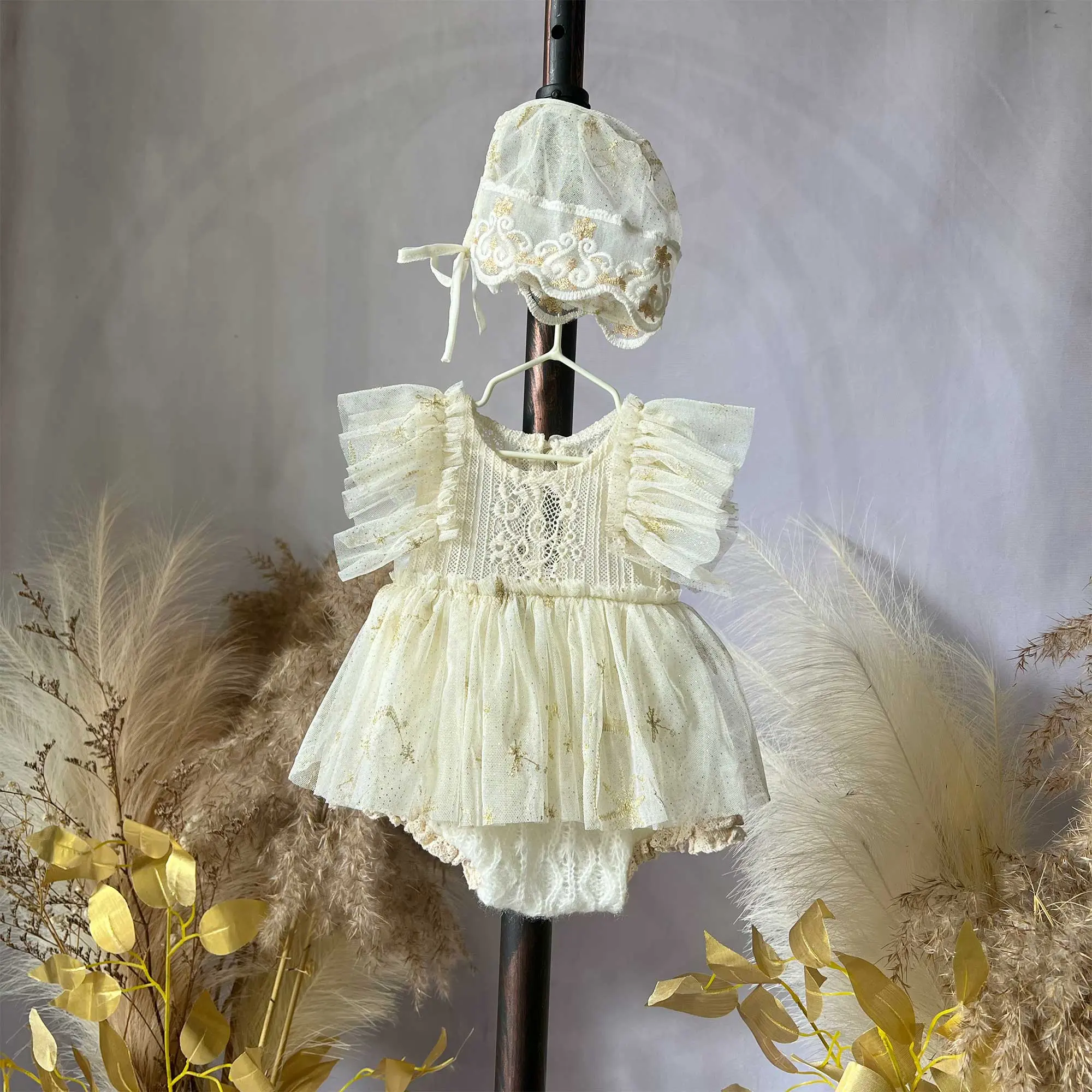 Infant Costume Tulle Newborn Romper Dress + Hat Toddler Baby Shower Memories Comfortable Clothes Photography Studio Photo Prop