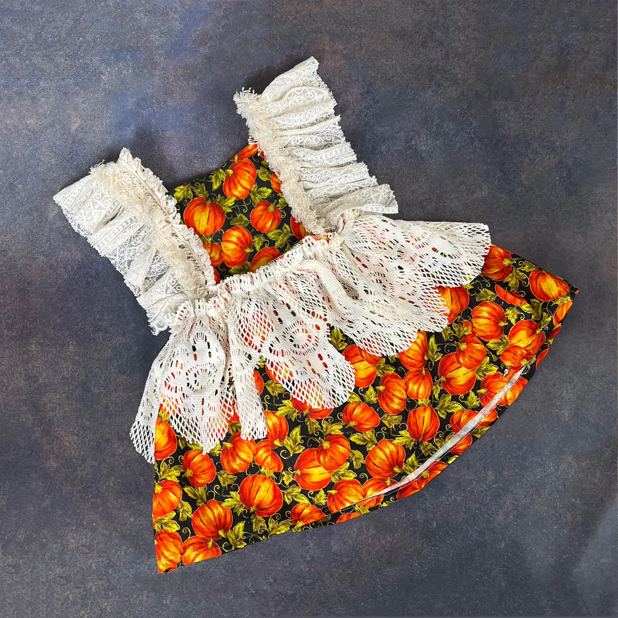 1-6 Years Old Sleeveless Lace-Trimmed Dresses Costume for Baby Kids Halloween Birthday Party Lovely Pumpkin Dress Photography