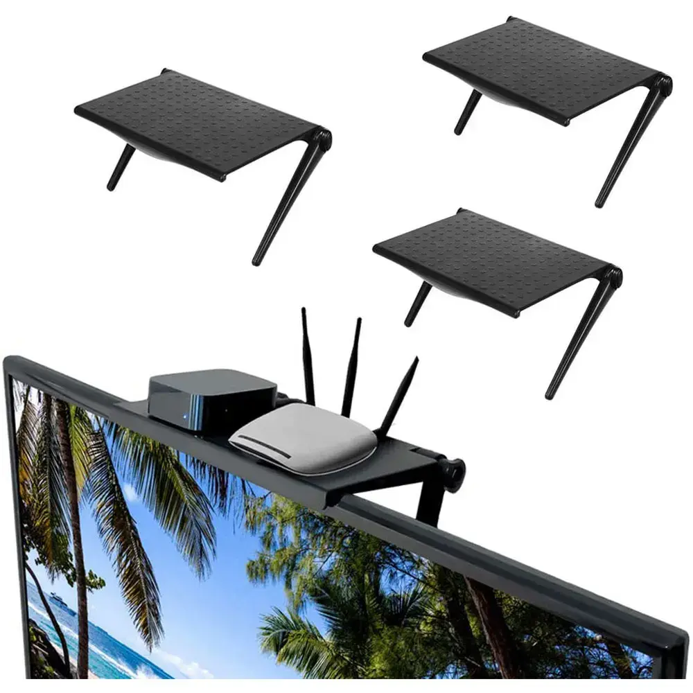 Adjustable TV Screen Top Shelf Computer Monitor Desktop Screen Top Storage Rack TV Media Box, Router Shelf Rack Home Organizer