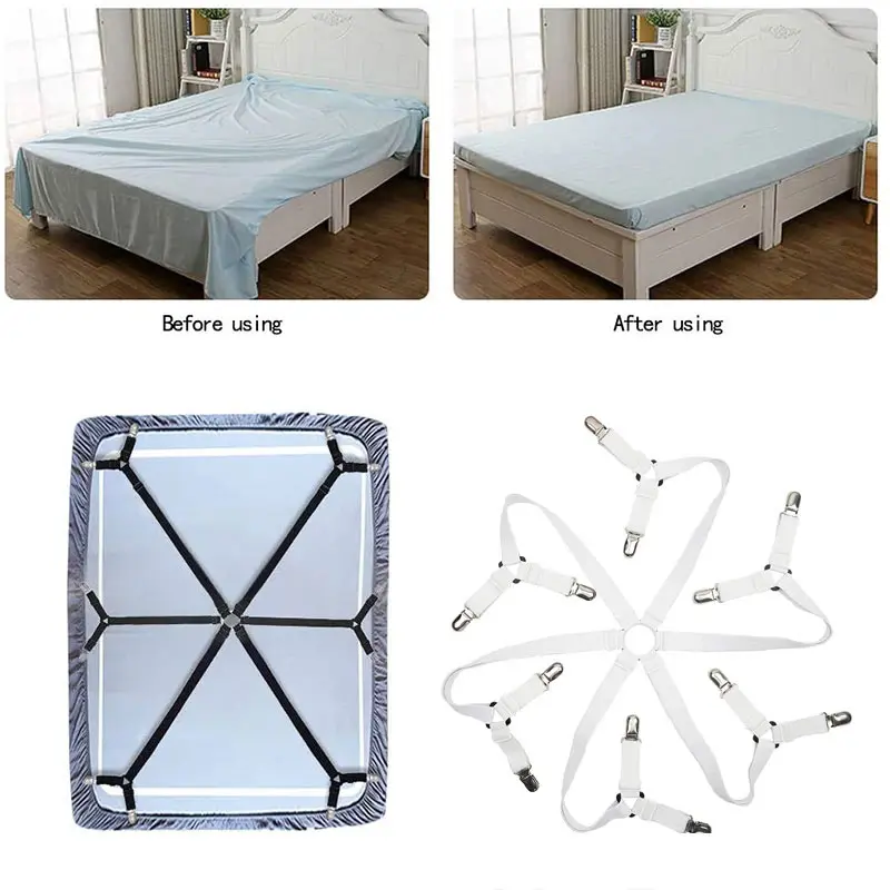 Adjustable Crisscross Bed Fitted Sheet Straps Suspenders Grippers Home Textiles Organize Gadgets Fastener Mattress Cover Clips