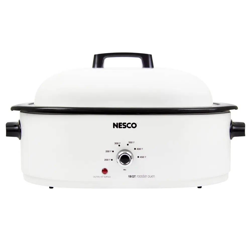18 Qt Electric Roaster 1450 Watt with Removable Porcelain Cookwell Cooking Rack Temperature Control Roasting Baking Steaming