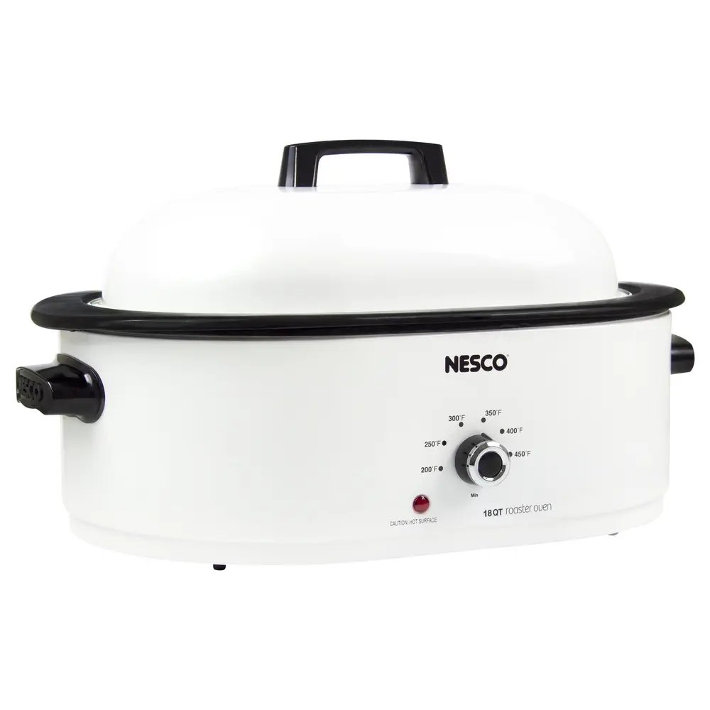 18 Qt Electric Roaster 1450 Watt with Removable Porcelain Cookwell Cooking Rack Temperature Control Roasting Baking Steaming