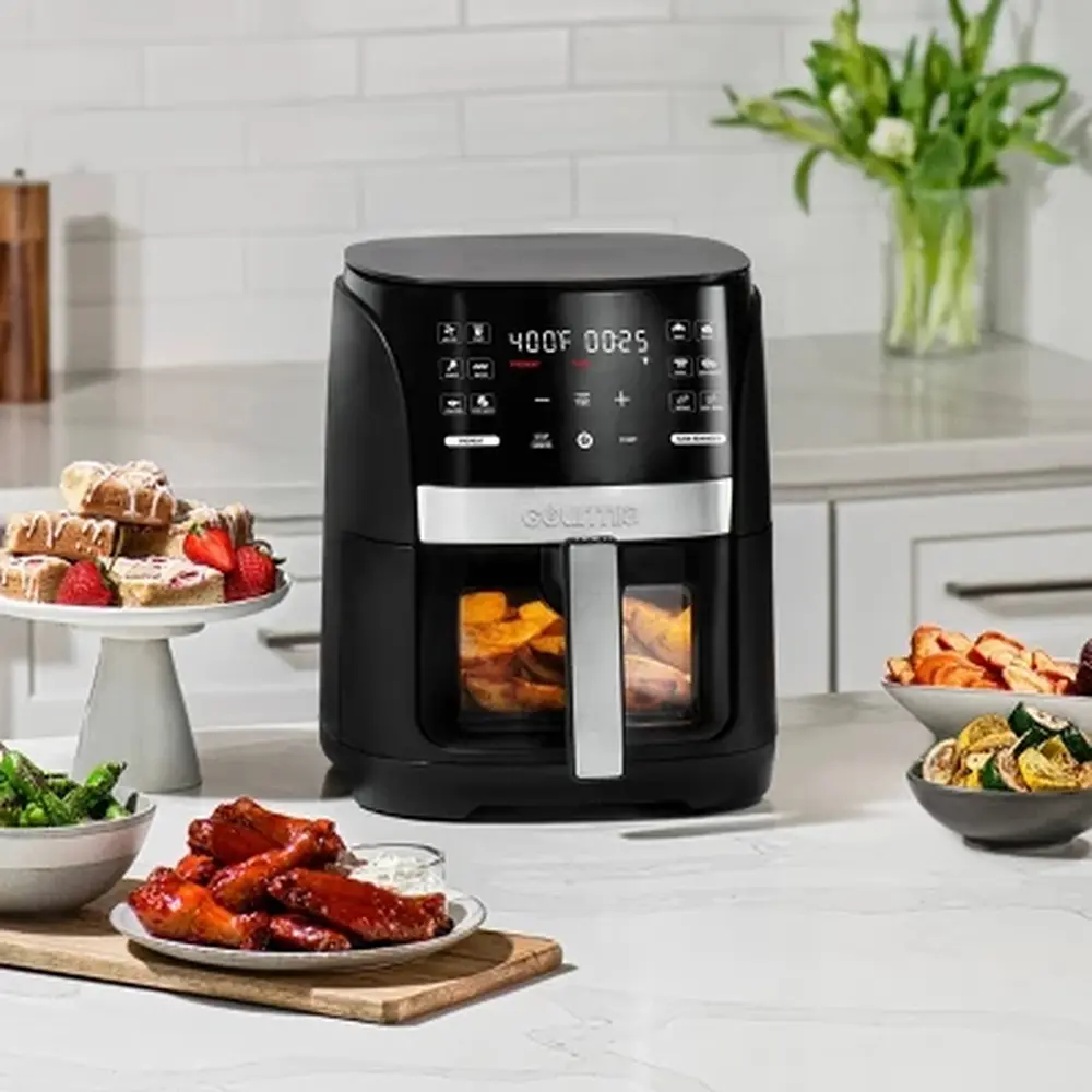6-Qt Digital Air Fryer with 12 Presets Touchscreen Nonstick Crisper Tray Guided Cooking Prompts FryForce 360 Technology