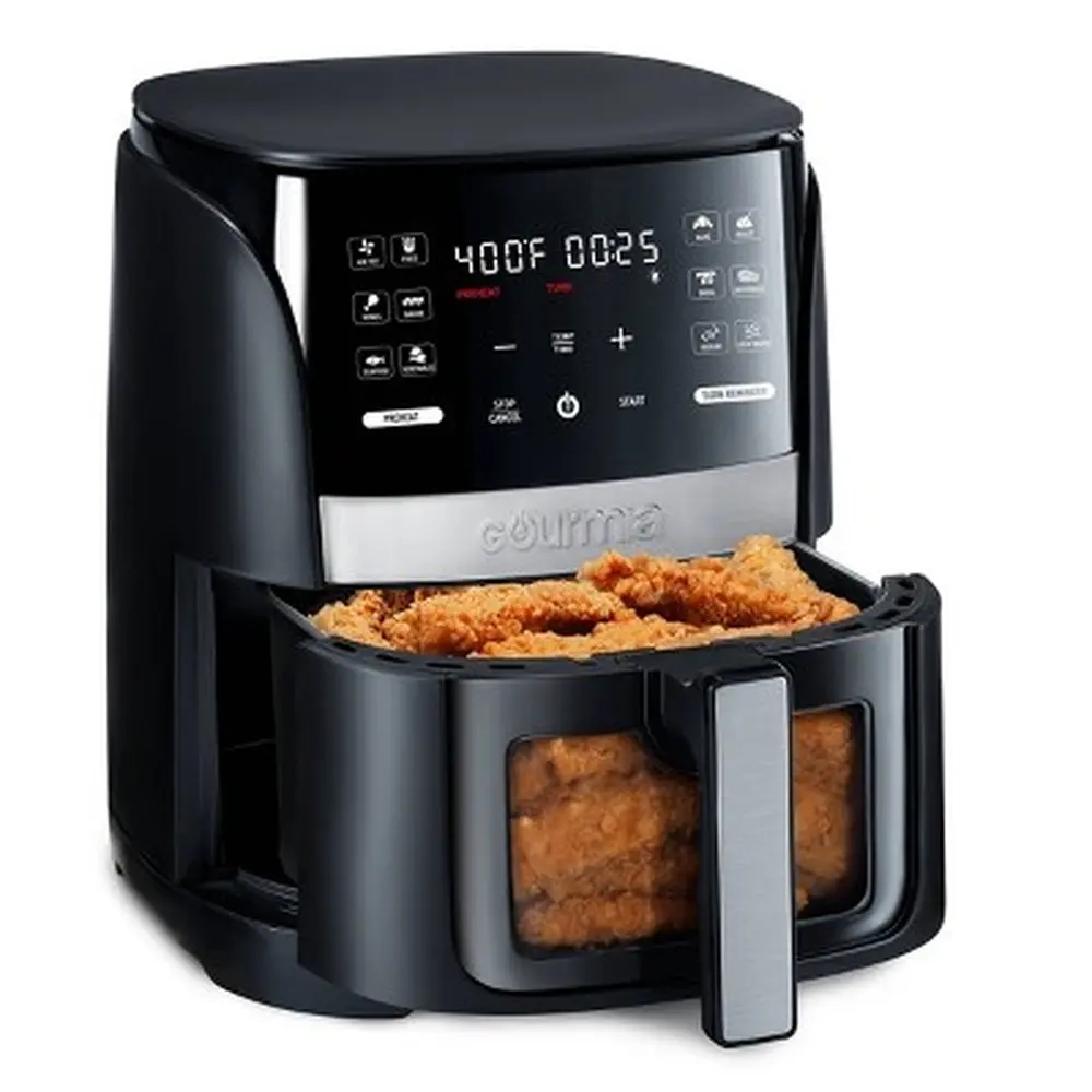 6-Qt Digital Air Fryer with 12 Presets Touchscreen Nonstick Crisper Tray Guided Cooking Prompts FryForce 360 Technology
