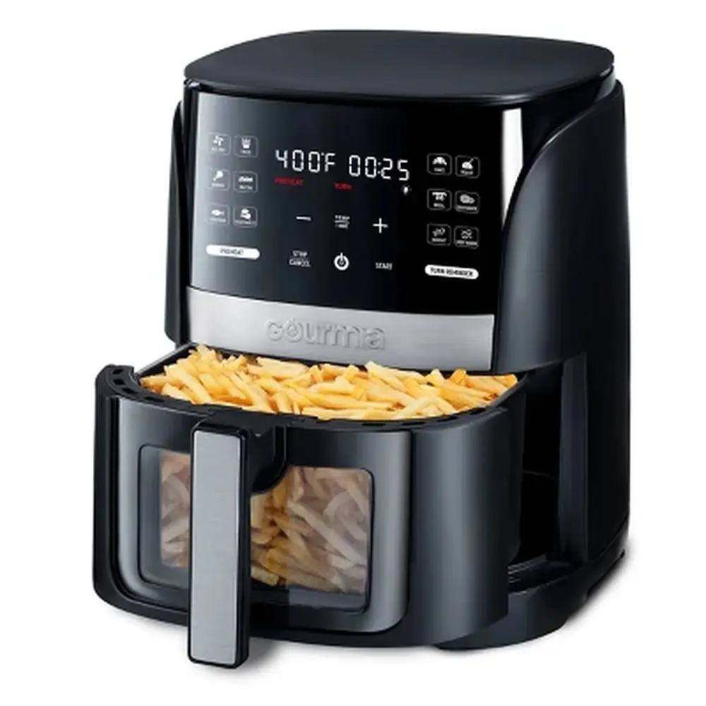 6-Qt Digital Air Fryer with 12 Presets Touchscreen Nonstick Crisper Tray Guided Cooking Prompts FryForce 360 Technology