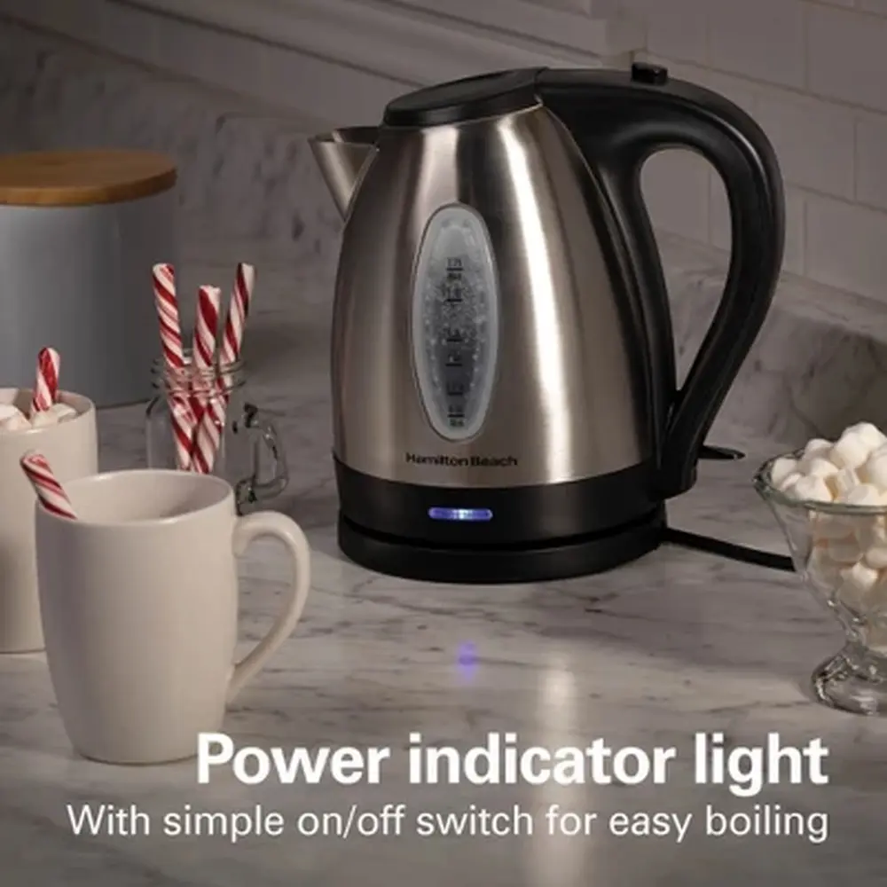 1500W Stainless Steel Electric Kettle 1.7L Fast Boiling BPA-Free Water Level Indicator Cordless Design Automatic Shutoff Safety
