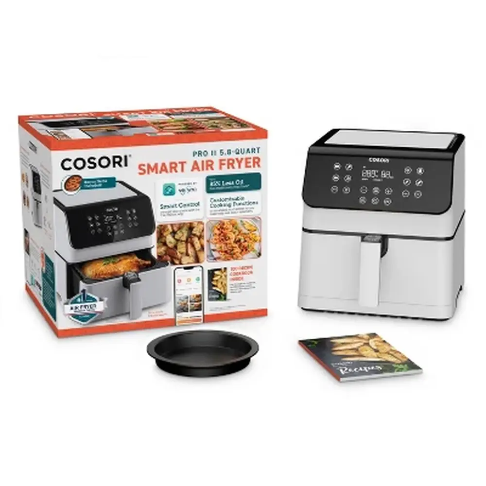 Smart Air Fryer 5.8qt 1700W with App Control 12 Cooking Functions Recipe Book Faster Cooking Healthy Frying Easy Clean