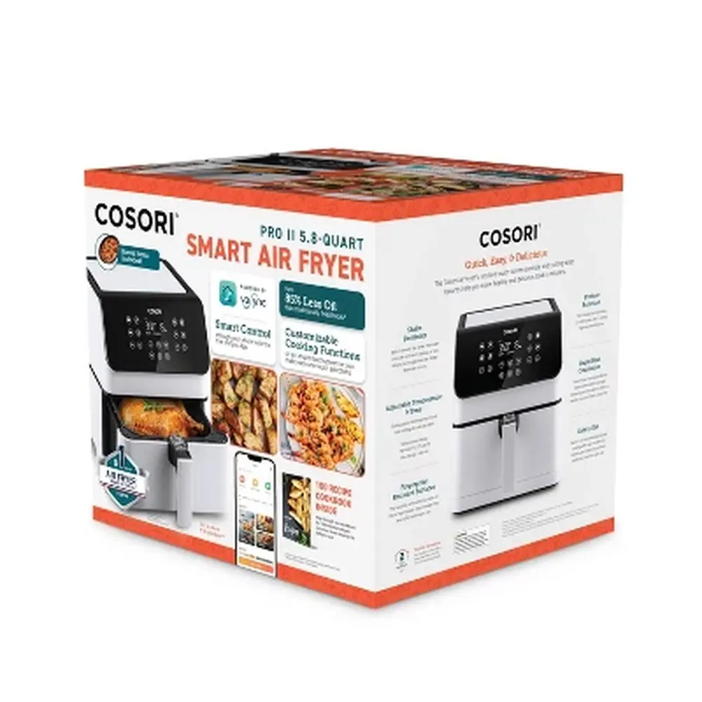 Smart Air Fryer 5.8qt 1700W with App Control 12 Cooking Functions Recipe Book Faster Cooking Healthy Frying Easy Clean