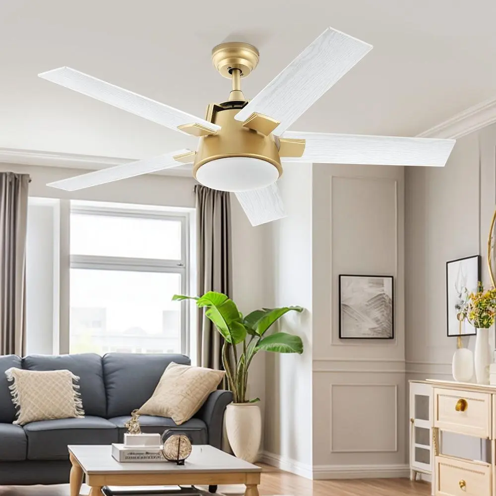 52in Smart Ceiling Fan with Remote LED Light 5 Blades 6 Speed Quiet Motor Reversible Airflow Living Room Bedroom Patio