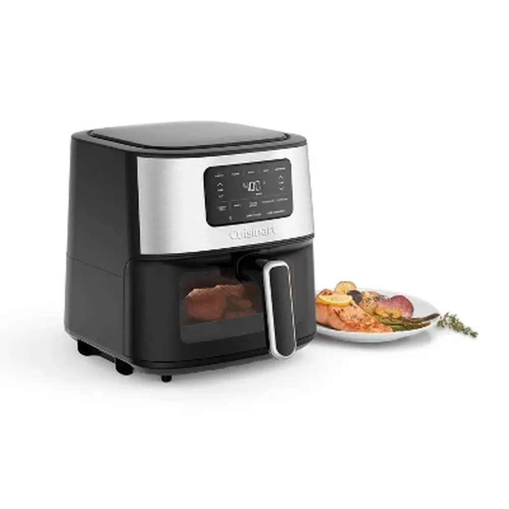 6qt Stainless Steel Air Fryer Digital Control 1800W Automatic Shut-Off Dishwasher-Safe Parts Healthy Cooking with 5 Functions