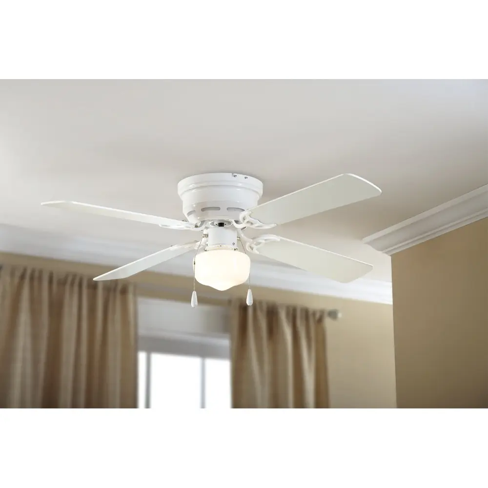 2 Pack 42 Inch Indoor Hugger Ceiling Fan with Light 4 Reversible Blades LED Bulb Quiet Motor Low Profile Design