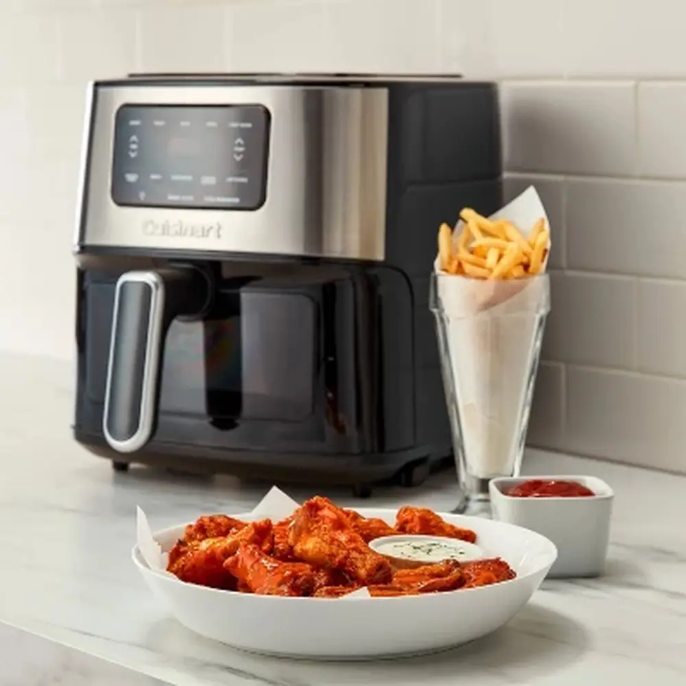 6qt Stainless Steel Air Fryer Digital Control 1800W Automatic Shut-Off Dishwasher-Safe Parts Healthy Cooking with 5 Functions