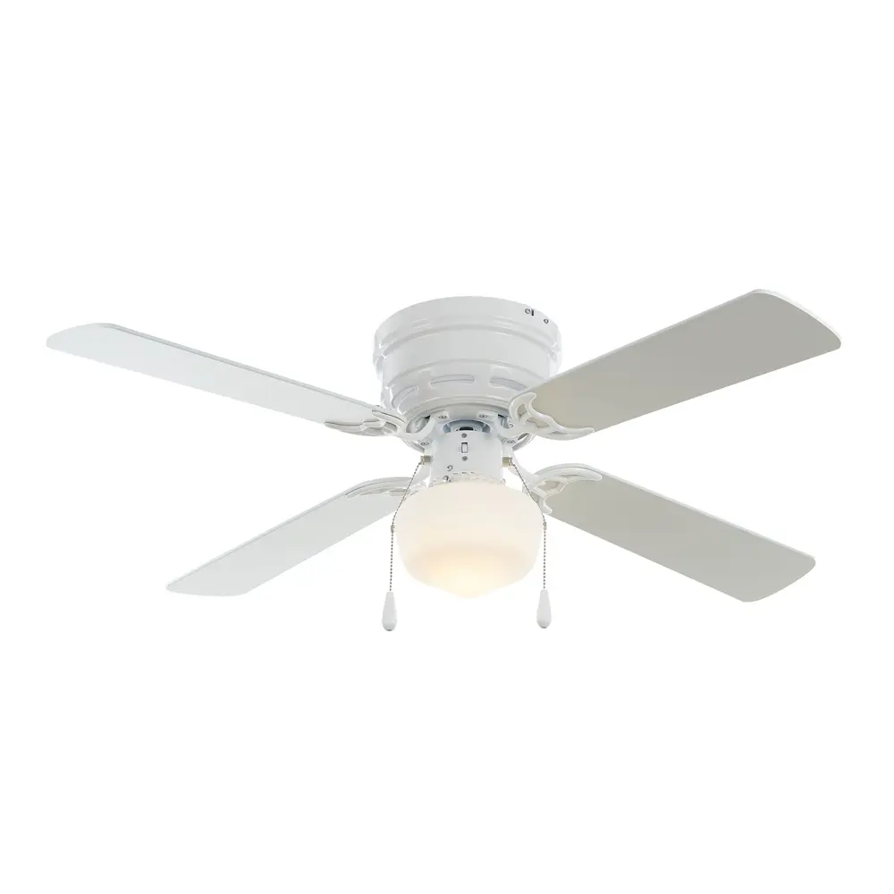 2 Pack 42 Inch Indoor Hugger Ceiling Fan with Light 4 Reversible Blades LED Bulb Quiet Motor Low Profile Design