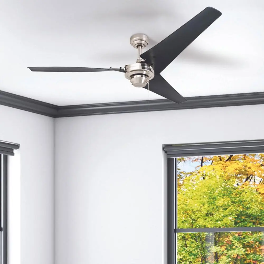 56 Inch Industrial Ceiling Fan with 3 Blades Reversible Motor Energy Efficient Quiet Operation Large Rooms Pull Chain Ceiling