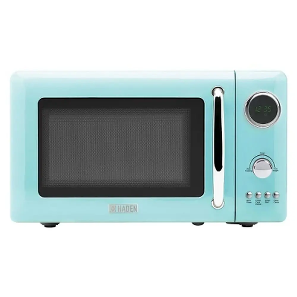 700W Compact Countertop Microwave with 5 Power Levels Digital Controls Defrost Cooking Functions Child Lock Easy Use Turquoise