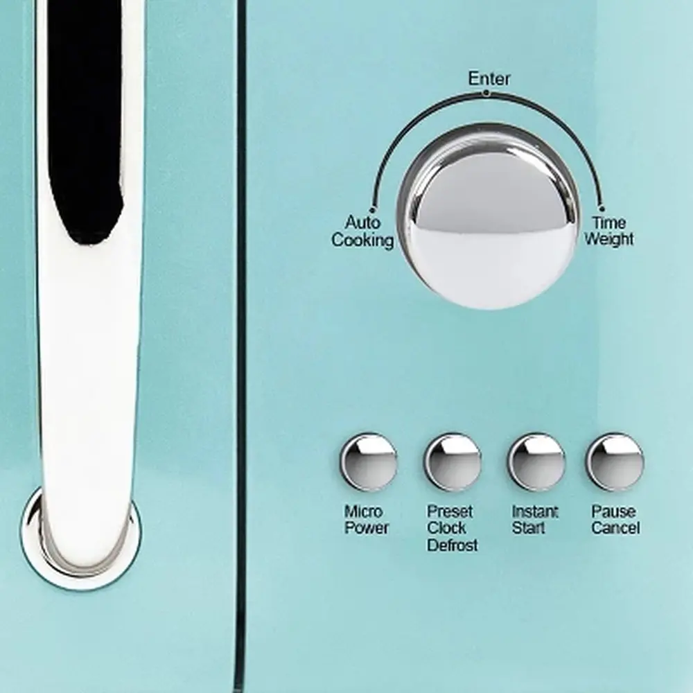700W Compact Countertop Microwave with 5 Power Levels Digital Controls Defrost Cooking Functions Child Lock Easy Use Turquoise