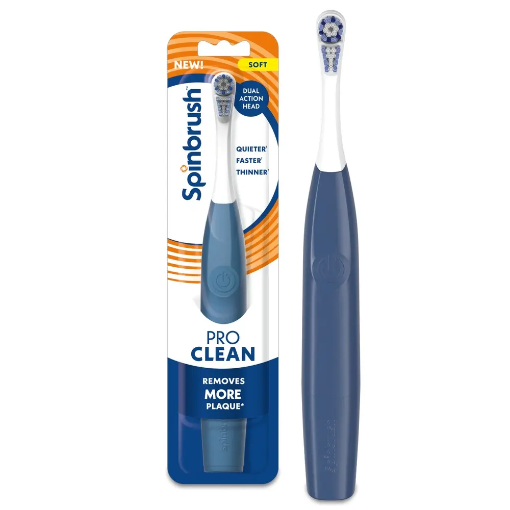 Battery Powered Electric Toothbrush 3 Pack Soft Bristles Quiet Design Plaque Removal Adults Easy Grip Replaceable Batteries