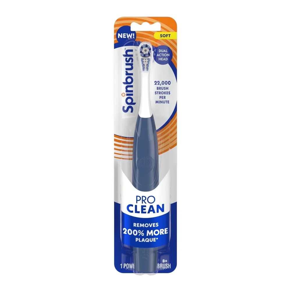 Battery Powered Electric Toothbrush 3 Pack Soft Bristles Quiet Design Plaque Removal Adults Easy Grip Replaceable Batteries