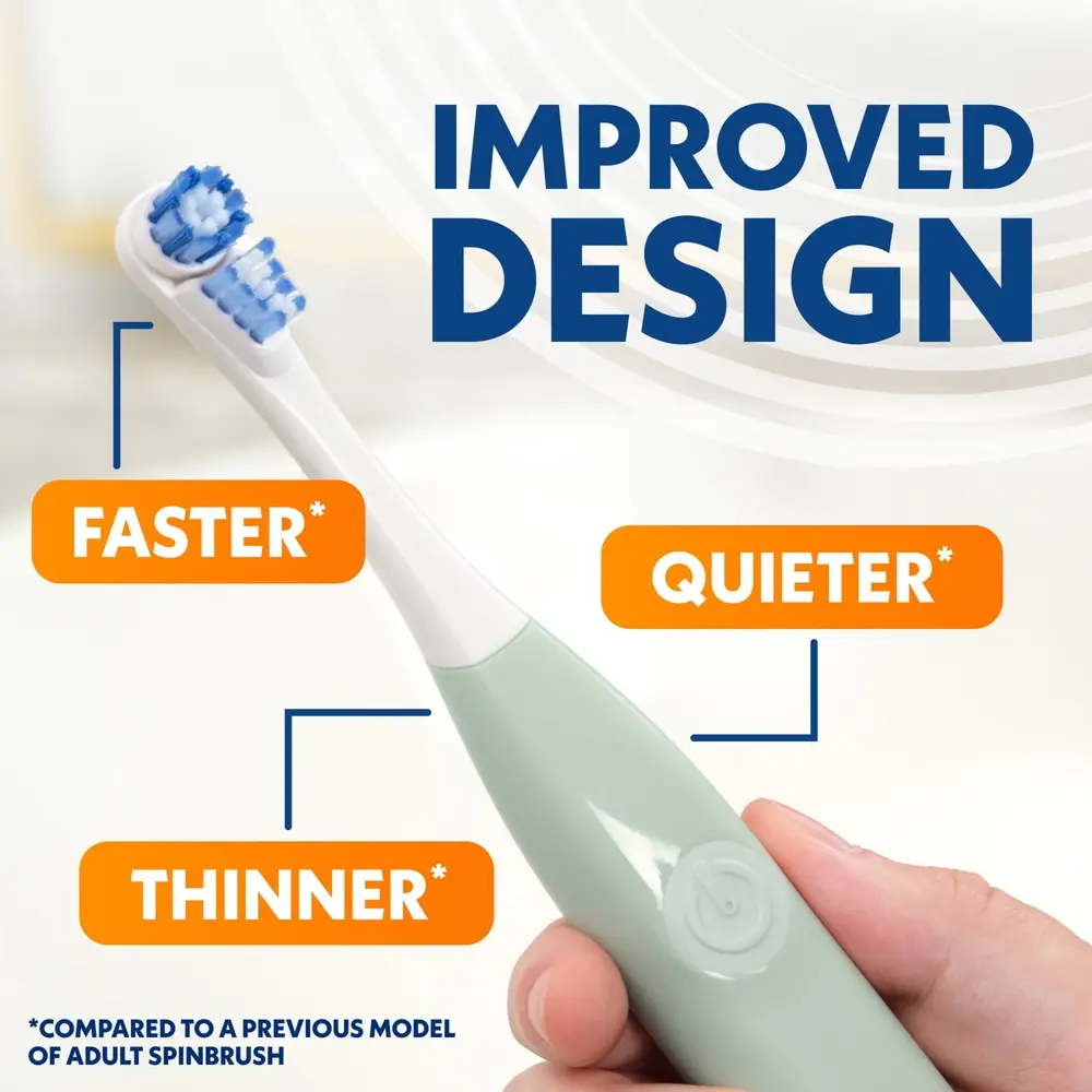 Battery Powered Electric Toothbrush 3 Pack Soft Bristles Quiet Design Plaque Removal Adults Easy Grip Replaceable Batteries