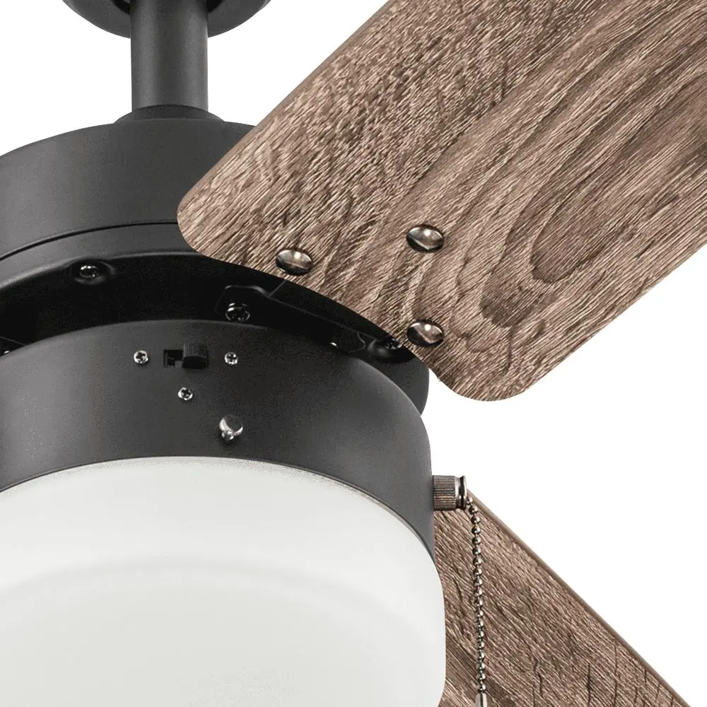 48 Inch Bronze Indoor Ceiling Fan with Light Pull Chains Reversible Blades Quiet Performance Energy Saving Modern Design Ideal