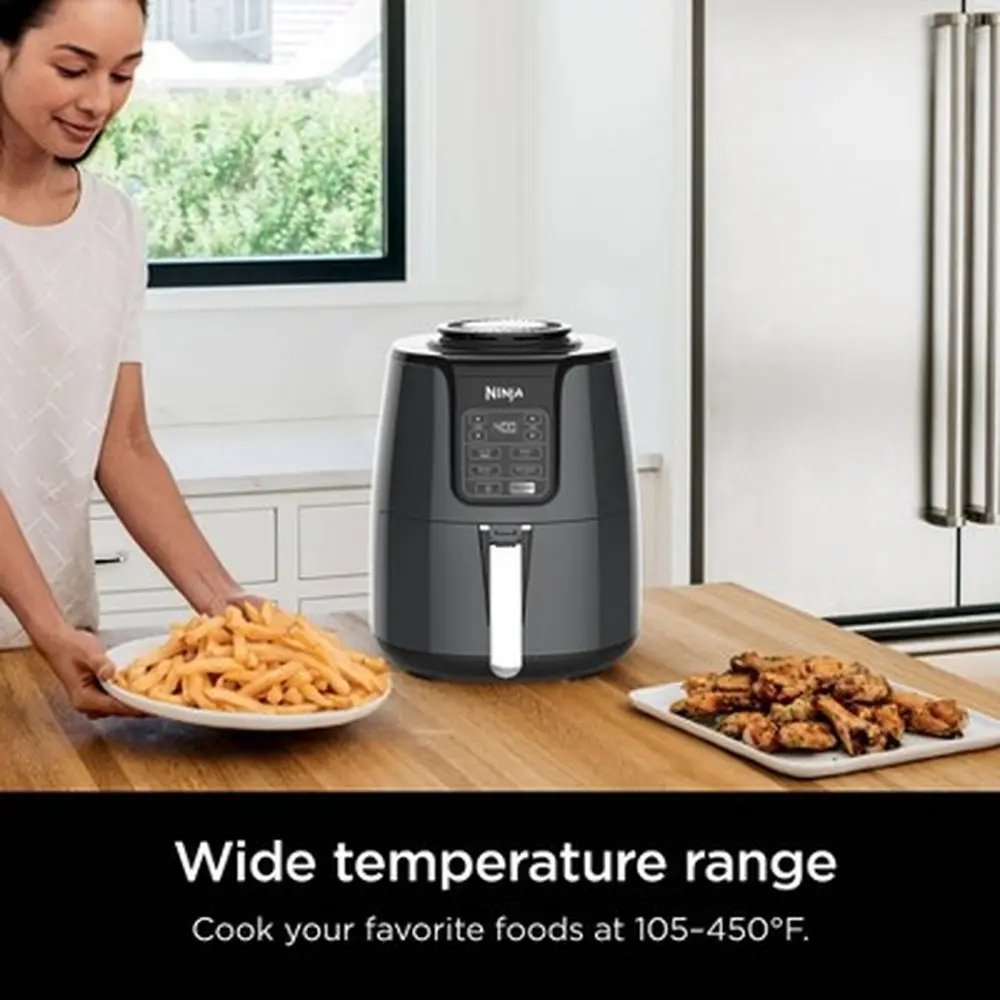 4QT Digital Air Fryer Stainless Steel 1550W Nonstick Basket Dishwasher Safe Temperature Control Timer Versatile Cooking