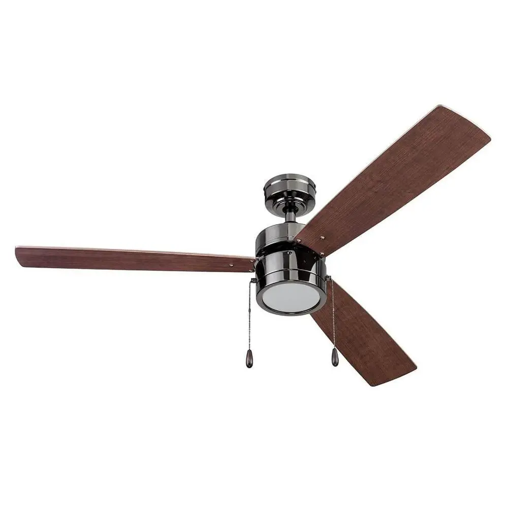 52 Inch Modern Ceiling Fan with Integrated LED Light Kit Pull Chains Reversible Motor Quiet Blades Living Room Kitchen Bedroom