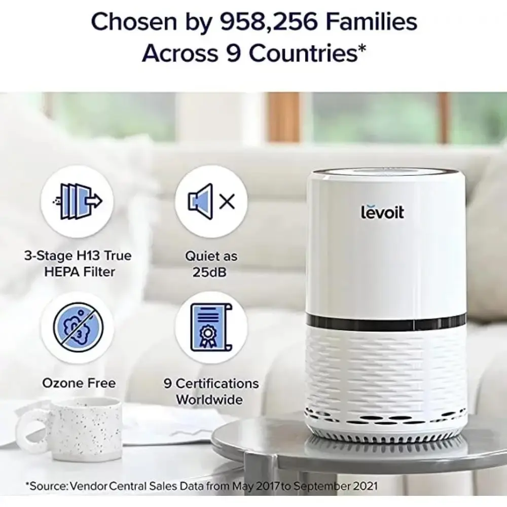 True HEPA Air Purifier Allergies Asthma Pets LV-H132-XR 3-Stage Filtration Wildfire Smoke Odor Eliminator Night Light 129sqft