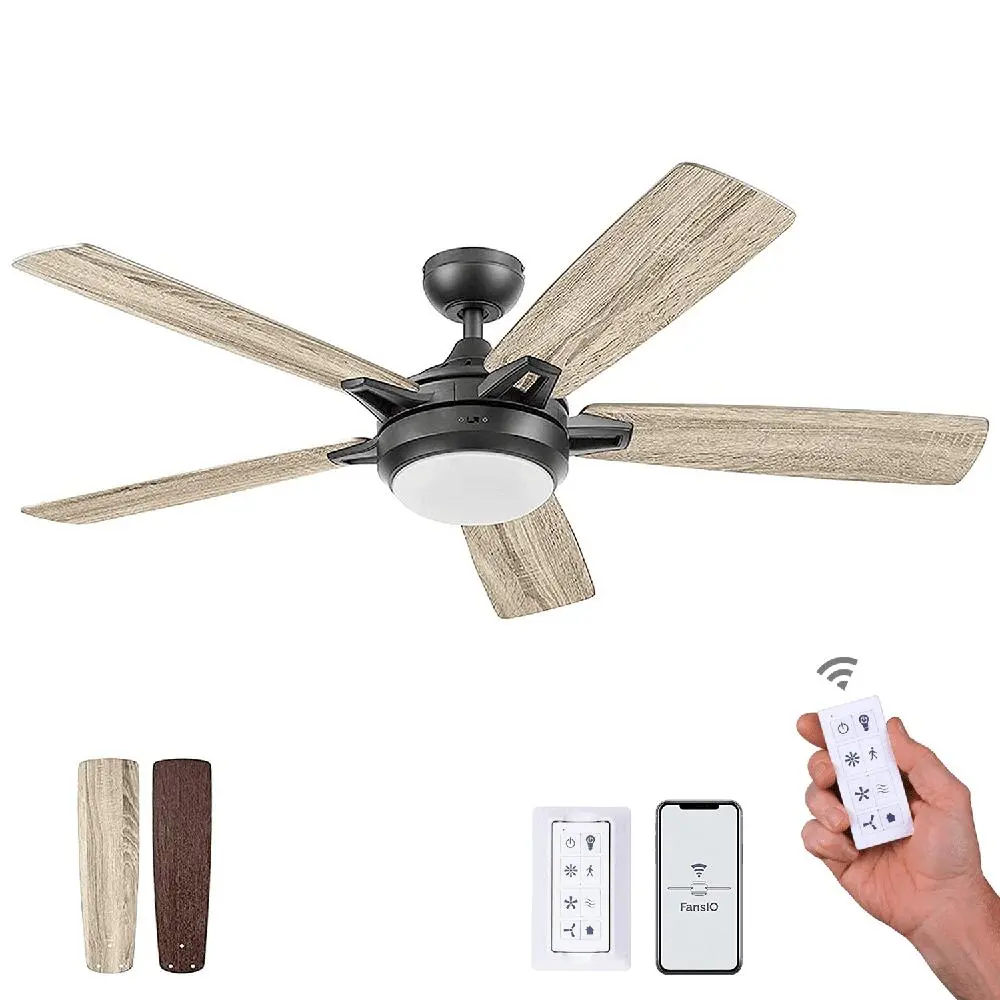 Smart Ceiling Fan with Remote LED Light Kit Dual Finish Reversible Blades Quiet Motor Indoor Use Coastal Farmhouse Decor
