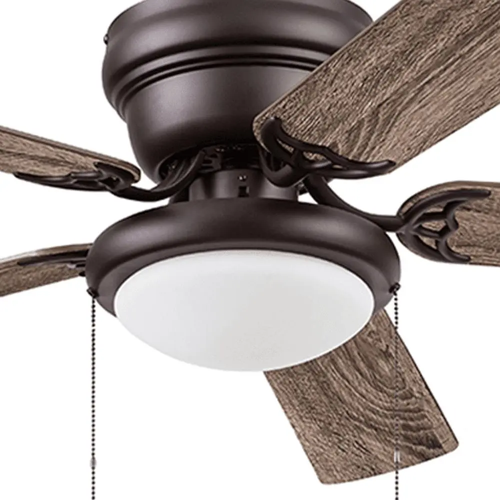 52 Inch Flush Mount Ceiling Fan with Reversible Blades Indoor Light Kit Quiet Motor Bedrooms Living Rooms Farmhouse Decor