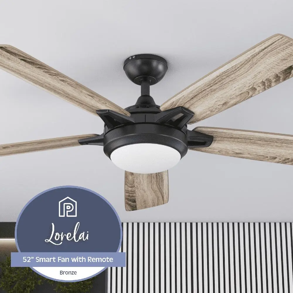Smart Ceiling Fan with Remote LED Light Kit Dual Finish Reversible Blades Quiet Motor Indoor Use Coastal Farmhouse Decor