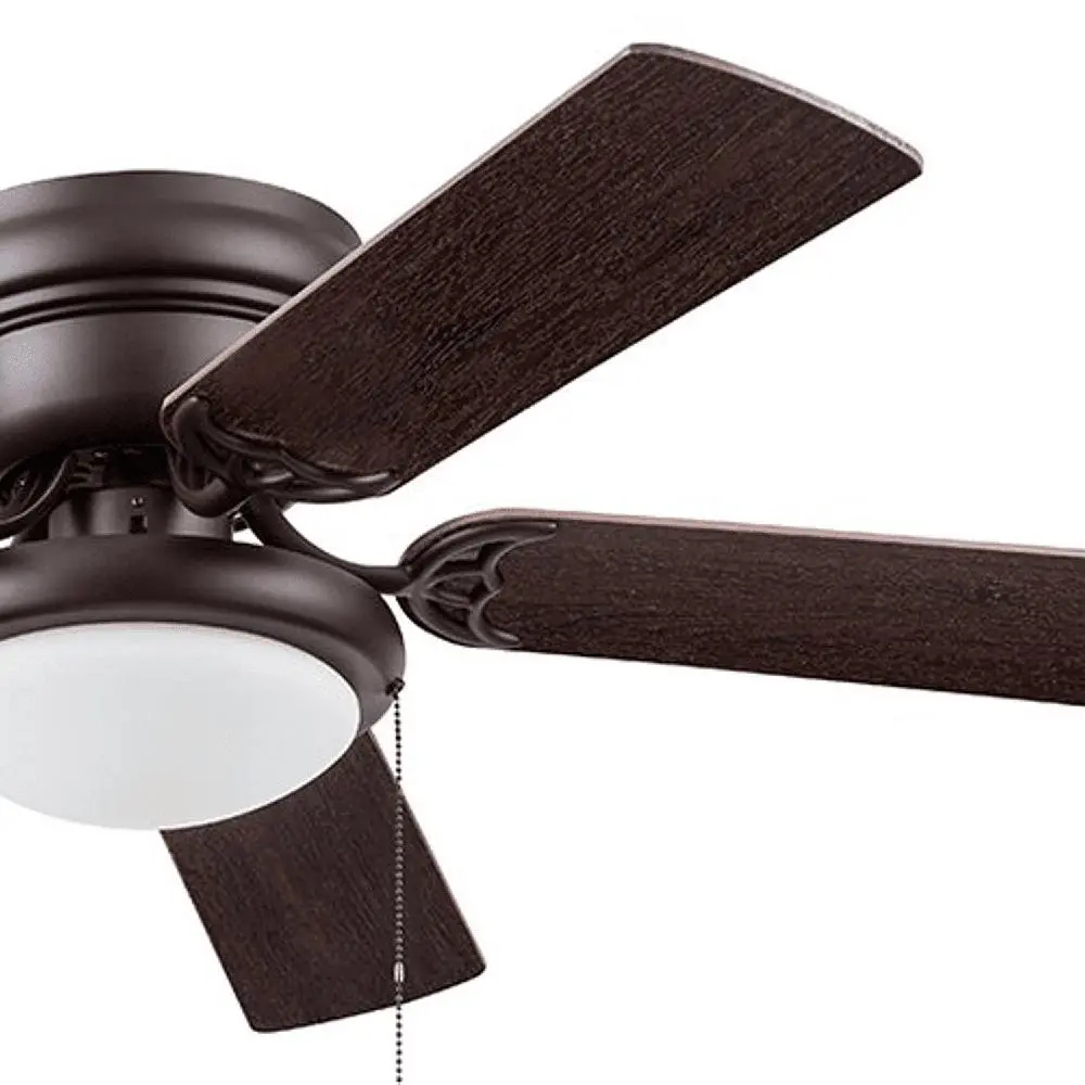 52 Inch Flush Mount Ceiling Fan with Reversible Blades Indoor Light Kit Quiet Motor Bedrooms Living Rooms Farmhouse Decor