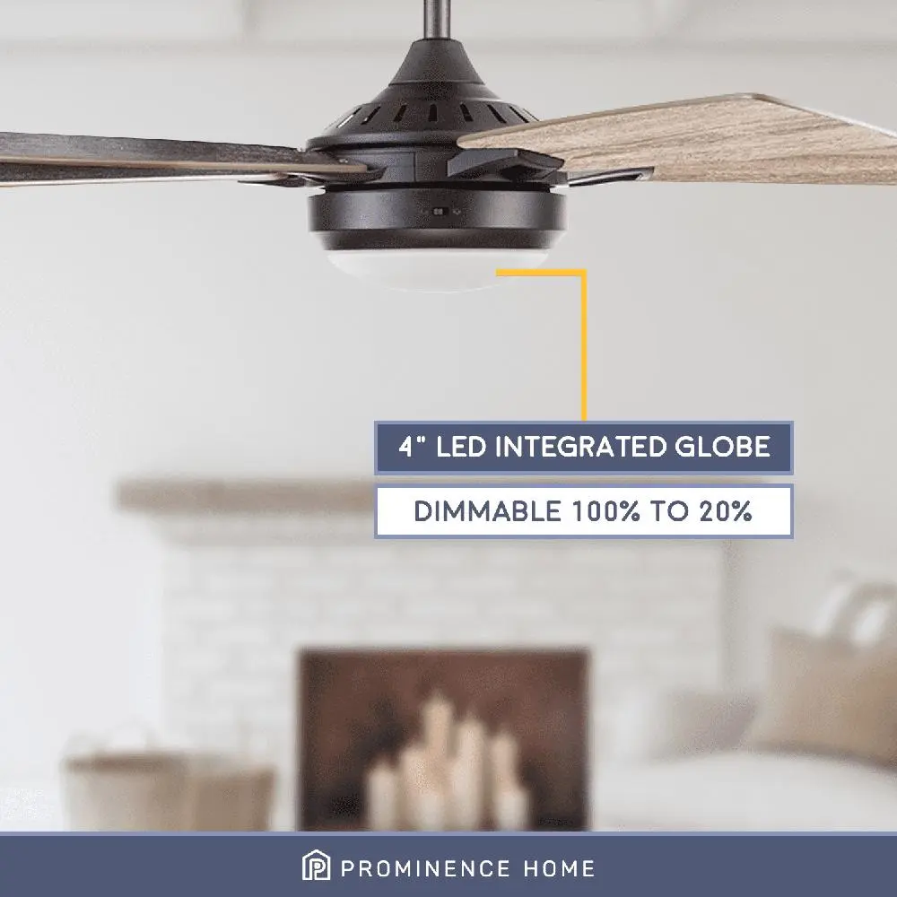 Smart Ceiling Fan with Remote LED Light Kit Dual Finish Reversible Blades Quiet Motor Indoor Use Coastal Farmhouse Decor